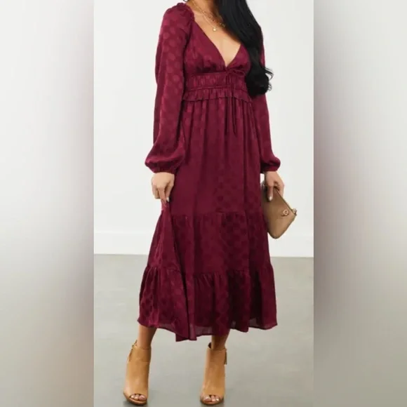 Lush Dresses | Lush Burgundy Long Sleeve Dress | Color: Red | Size: M | Beatrizsteph32's Closet